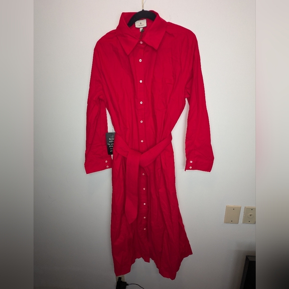 NWT Tuckernuck Women's Red Chessie Shirt Dress Size XXL 100% Cotton Luxury Chic - Picture 6 of 13